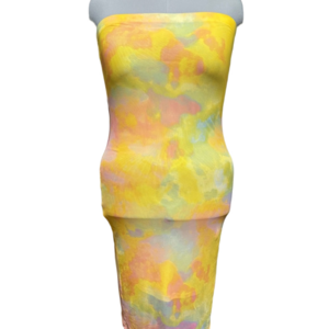 Full Circle Trend’s Bold Pastel watercolor Multicolor‎ Strapless Dress